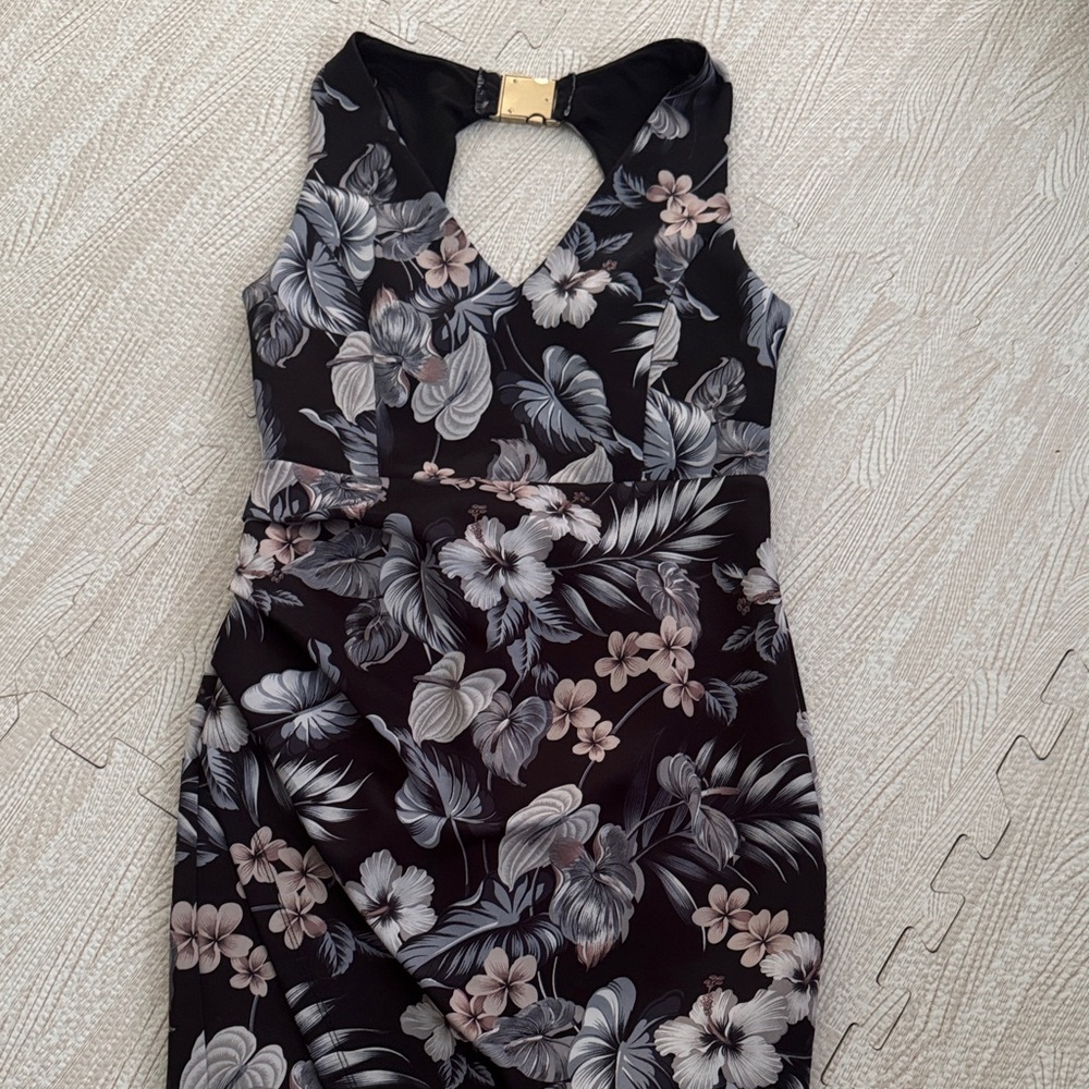 Sexy Black Floral Sheath Dress